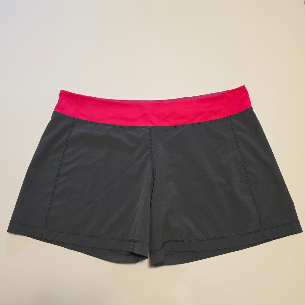Lululemon Athletica Colorblock Athletic Shorts Charcoal Gray Pink Size 12 - Picture 1 of 7